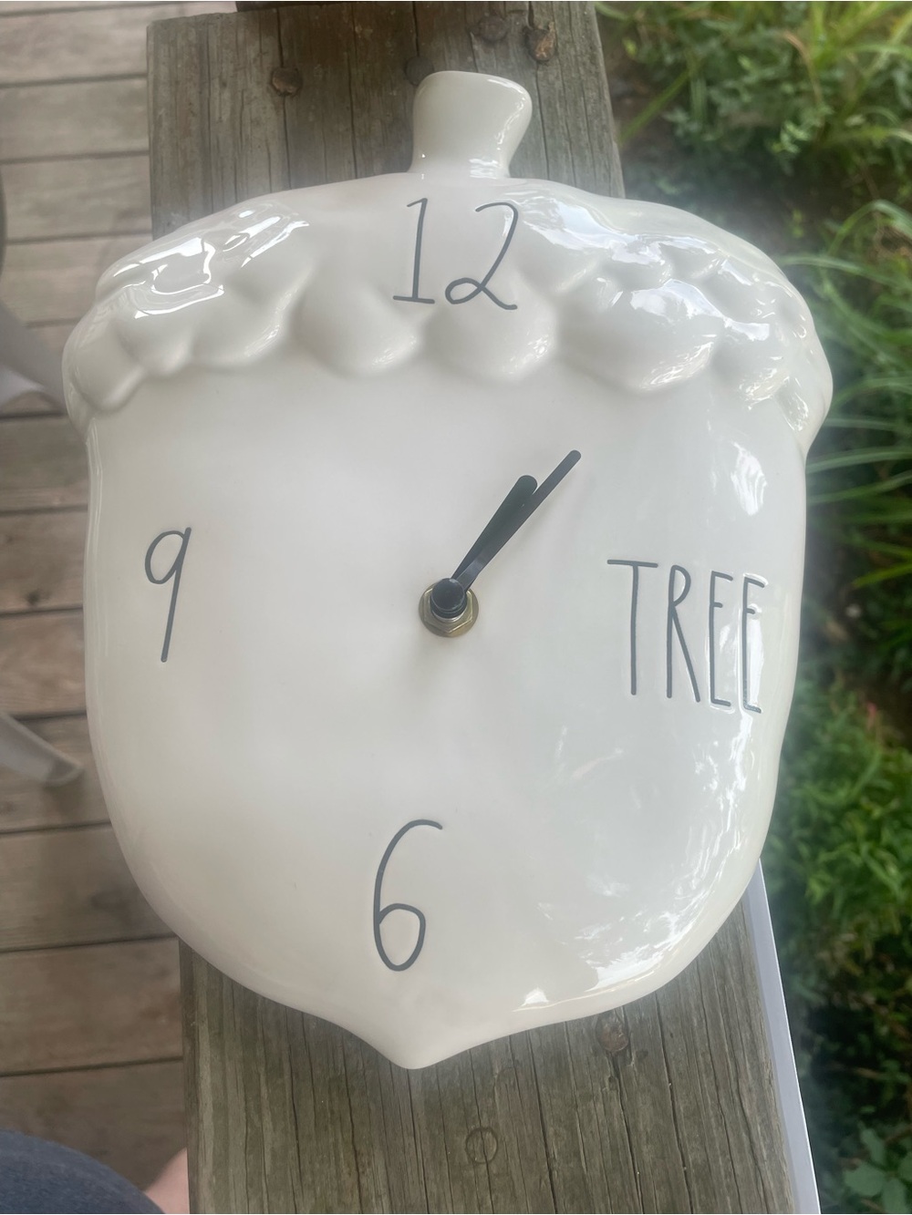 White Acorn Wall Clock by Rae Dunn